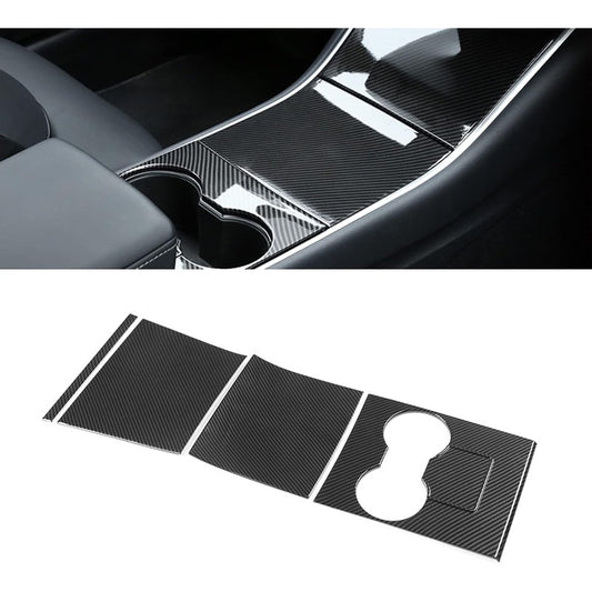 Tech Center Console Wrap Water Cup Holder Panel Cover Kit, Piano White, Compatible with for TESLA Model 3 Model Y 2017-2020