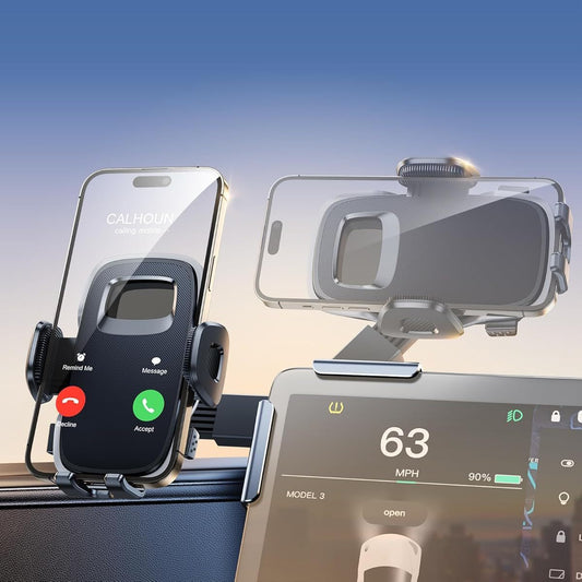 for Tesla Phone Mount Model 3 Model Y 2025 2024 2023 2022 2021 2020, 360 Swivel Car Accessories for Tesla Screen Phone Holder Stand, Fit for iPhone, for Samsung, Google, Android, Without Battery