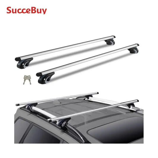 SucceBuy Roof Rack Crossbar Adjustable Aliuminum Roof Rail Crossbar Baggage Luggage Carrier 200LBS Roof Crossbar Silver Black