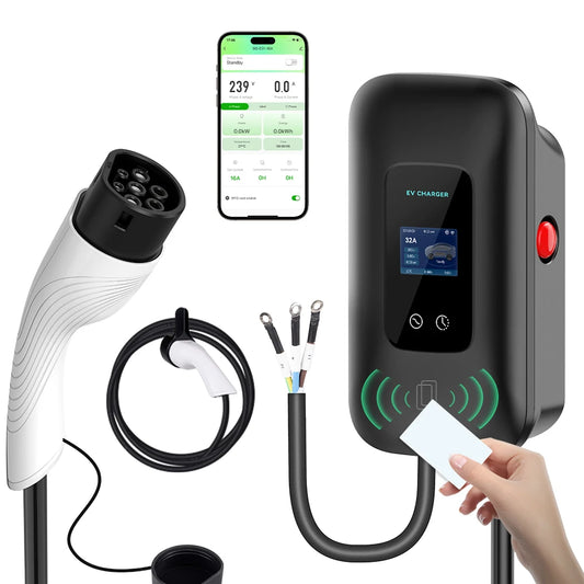 JDMEX EV Charger Station 16/32A Electric Vehicle Car Charger EVSE Wallbox Wallmount 7.6/11/22KW Type2 Cable IEC62196 APP Control