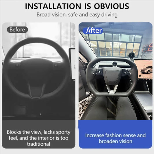Cybertruck Style Yoke Steering Wheel For Tesla Juniper 2025 Heat Nappa Leather Yoke Handle For Model 3 Highland 2024 Accessories