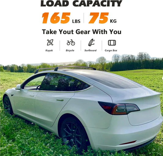 75kg Load Roof Rack Cross Bars For Tesla Model Y 2021-2024 Aluminum Crossbars Rooftop Luggage Cargo