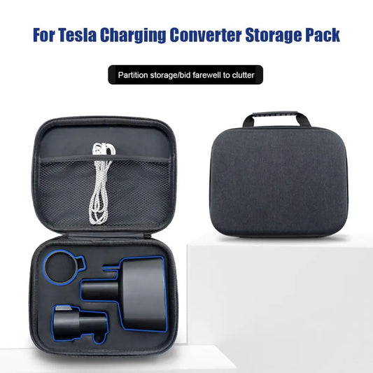 For Tesla Charger Adapter CCS1/J1772 Storage Bag, Fireproof EVA Case for EV Charging Cable Accessories Organizer