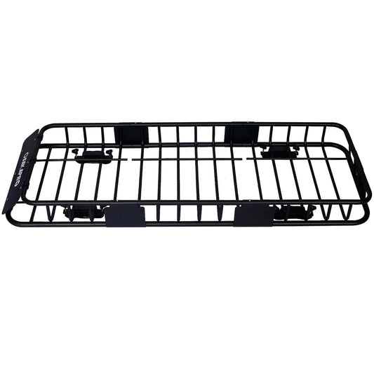 64 Black Steel Rooftop Cargo Carrier Basket - Top Mount Roof Rack for Safe Transport
