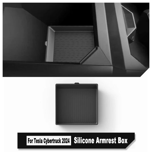 Silicone Armrest Box For Tesla Cybertruck 2024 Pad Anti Slip Pad Storage Box Mat for Cyber Pickup Truck Decoration Accessories