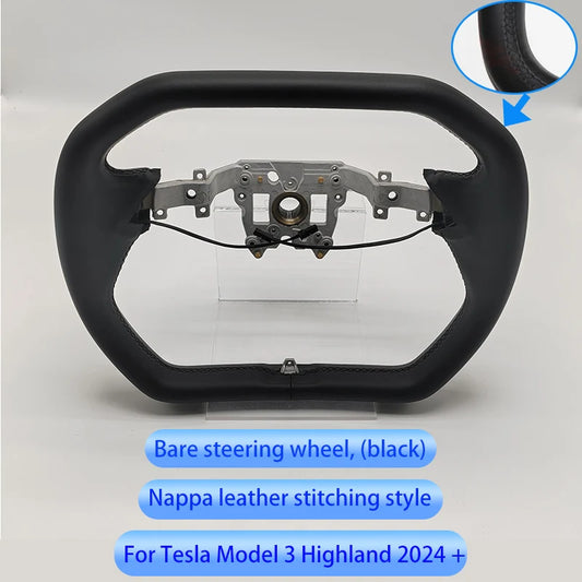 Cybertruck Style Yoke Steering Wheel For Tesla Juniper 2025 Heat Nappa Leather Yoke Handle For Model 3 Highland 2024 Accessories