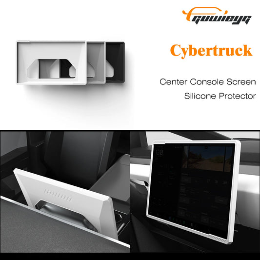 For Tesla Cybertruck - Silicone Center Screen Protector, Anti-Crash Frame Accessory