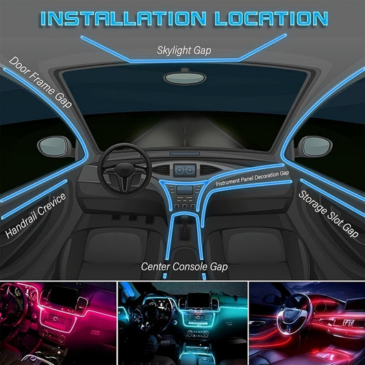 2025 Multi-Color Changing LED Car Interior Lights App & Music Sync USB Plug, High-Brightness Neon Ambient Light Strips for Tesla, Trucks, SUVs - Door, Console & Dashboard Decorative Lighting, Birthday Gift, Vehicle Customizat