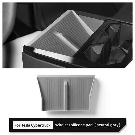 1pc for Tesla Cybertruck 2024 Wireless Silicone Charging Pad & Non-Slip Phone Storage Mat - Central Control Car Accessory, Durable Interior Organizer for Mobile Devices, Highquality Silicone