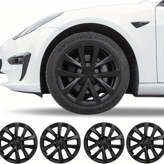 Model 3 Hubcaps, 18 Inch Aero Wheel Covers Replacement Wheel Caps 18'' Model S Plaid Arachnid Wheels Version Hub Caps Compatible with Model 3 Accessories 2017 to 2023