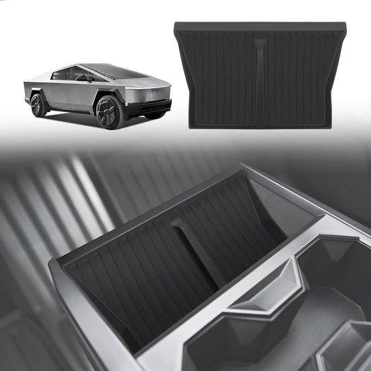 2pcs Center Console Phone Charge Area Silicone Mat & Center Console Insert Compatible with 2025 2024 for TESLA Cybertruck Waterproof Non- Slip Easy to Clean Black ( Charge Pad Mat)
