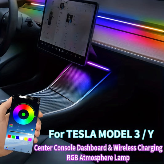 2. Unified Acrylic Material Indoor Car LED Light Strips, Suitable for Tesla Vehicles' Ambient Lighting. USB LED Interior RGB Combined Atmosphere Lights. APP Control. Applicable to Various Car Models.