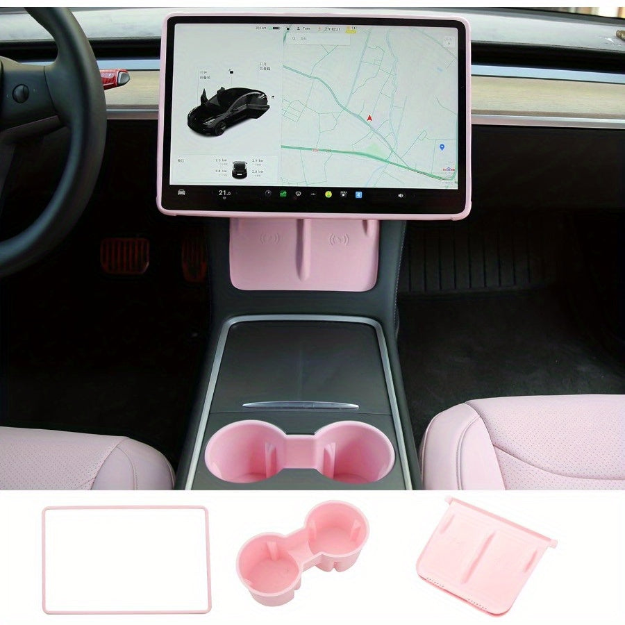 Console Upgrade Kit — Model 3 Highland & Model Y Juniper (Cup Insert, Screen Frame, Charging Mat)