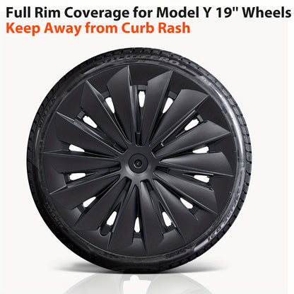 19" Blade-Style Wheel Covers — Matte Black, Tesla Model Y (2020–2024)