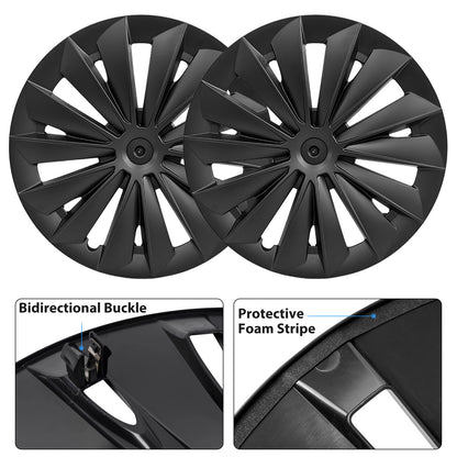 19" Blade-Style Wheel Covers — Matte Black, Tesla Model Y (2020–2024)