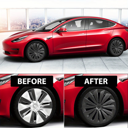 19" Blade-Style Wheel Covers — Matte Black, Tesla Model Y (2020–2024)