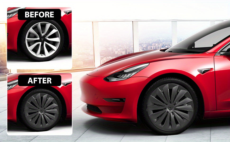 19" Blade-Style Wheel Covers — Matte Black, Tesla Model Y (2020–2024)