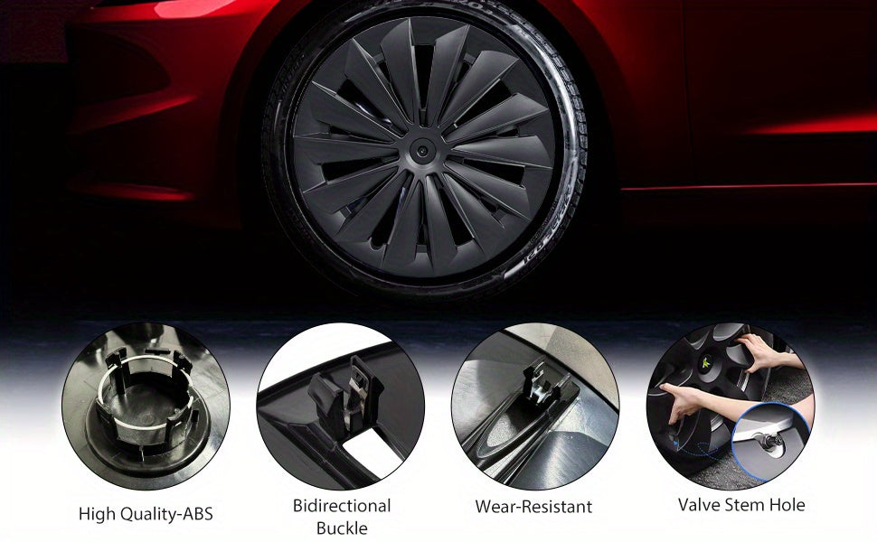 19" Blade-Style Wheel Covers — Matte Black, Tesla Model Y (2020–2024)