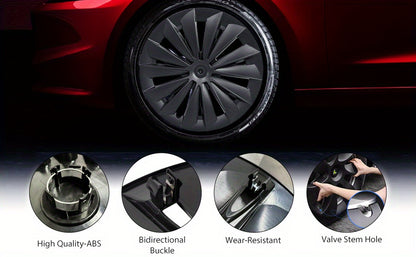 19" Blade-Style Wheel Covers — Matte Black, Tesla Model Y (2020–2024)