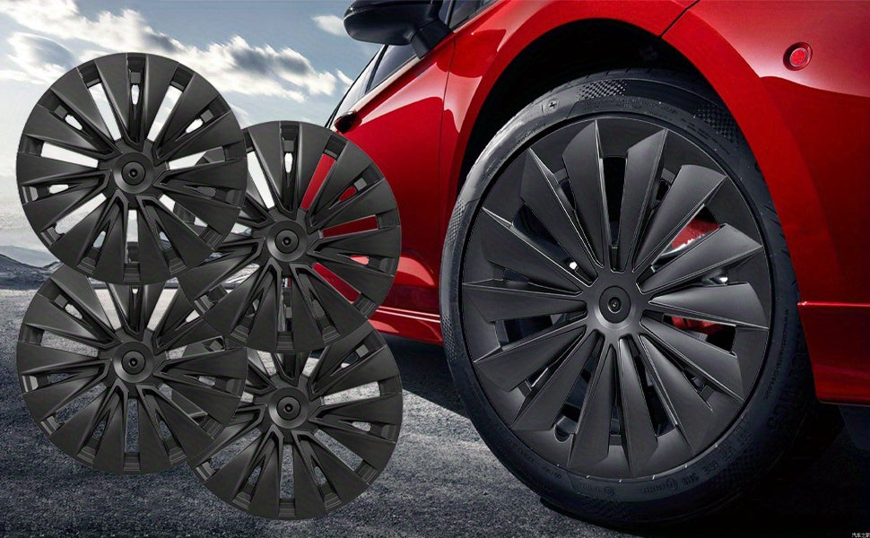 19" Blade-Style Wheel Covers — Matte Black, Tesla Model Y (2020–2024)