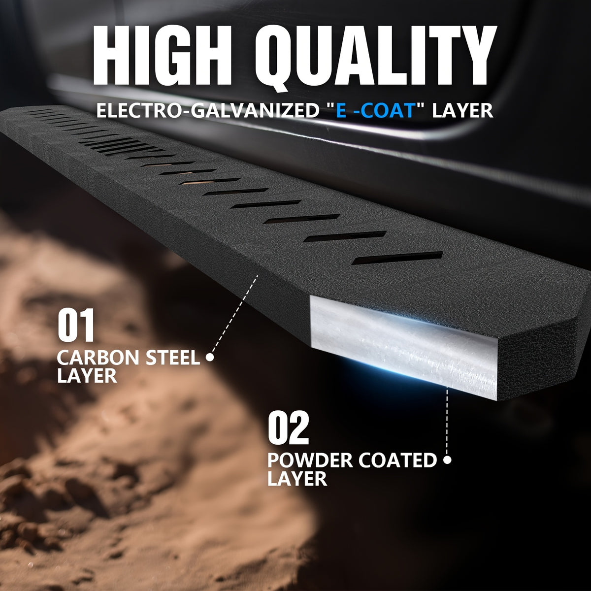 YZONA Cybertruck Running Boards — Heavy-Duty Steel
