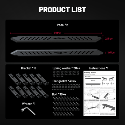 Cybertruck No-Drill Nerf Bars — 550 lb Rated