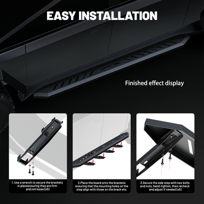 Cybertruck No-Drill Nerf Bars — 550 lb Rated