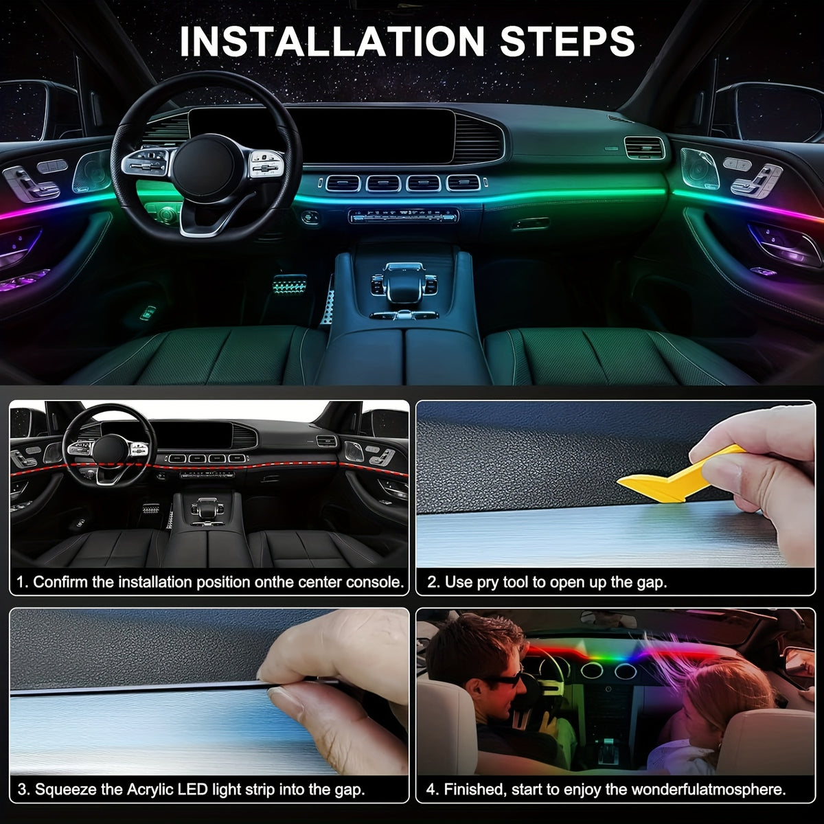 App-Controlled RGB Ambient Light Kit for Tesla