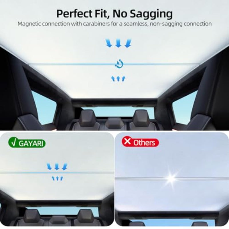 Cybertruck Glass Roof Sunshade — No-Sag Ice-Crystal 2-in-1