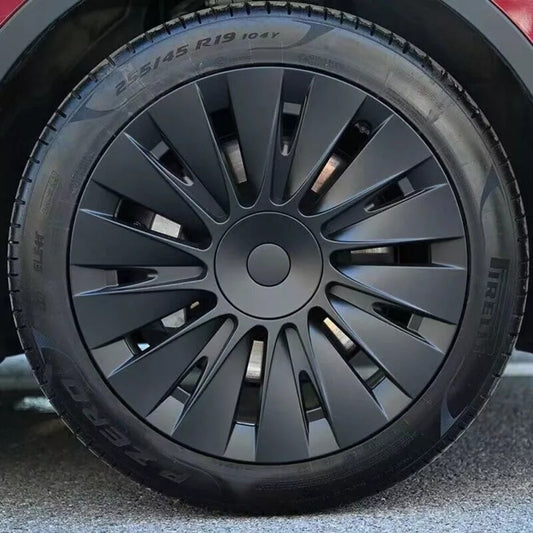 4 x 19" Black Curved 'Induction' Wheel Covers for Tesla Model Y 20- 24