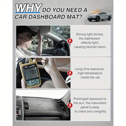 Cybertruck Dashboard Cover — Non-Slip Carpet Dash Mat (2024–2026)