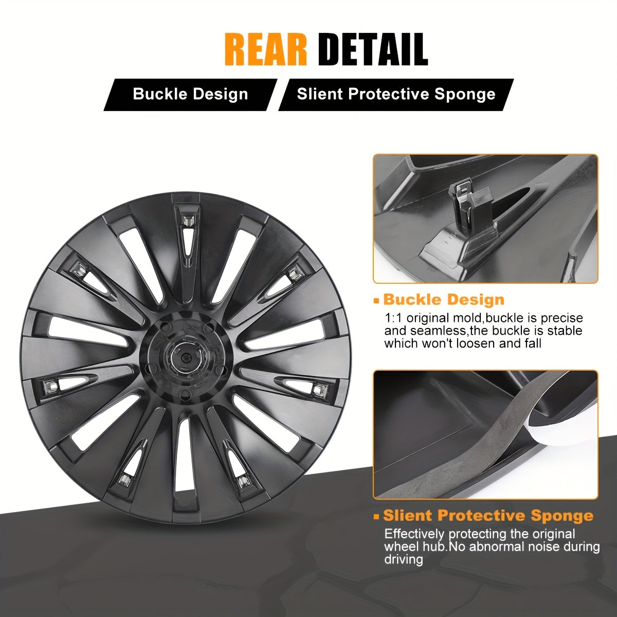 19" Gemini Wheel Covers — Dark Grey, Tesla Model Y (2020–2024), Set of 4