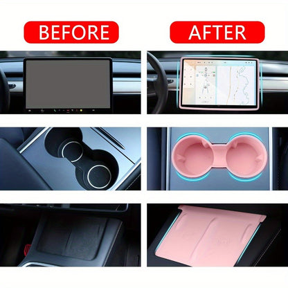 Console Upgrade Kit — Model 3 Highland & Model Y Juniper (Cup Insert, Screen Frame, Charging Mat)