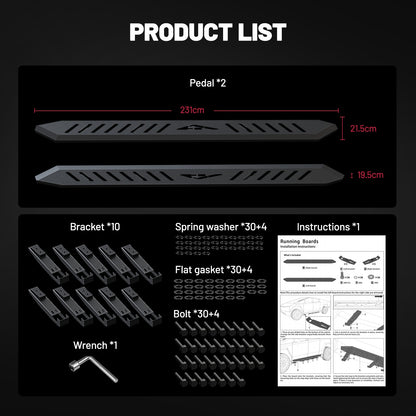 Cybertruck No-Drill Nerf Bars — 550 lb Rated