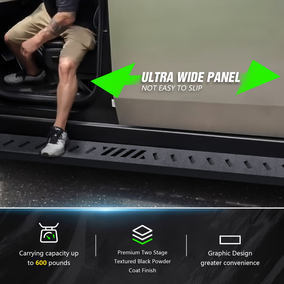 YZONA Cybertruck Running Boards — Heavy-Duty Steel