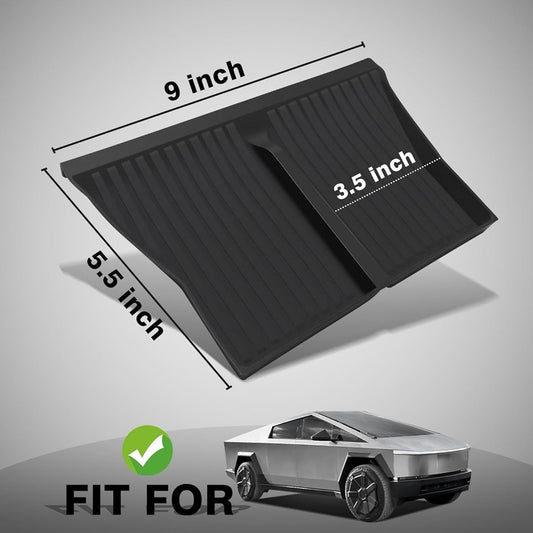 2pcs Center Console Phone Charge Area Silicone Mat & Center Console Insert Compatible with 2025 2024 for TESLA Cybertruck Waterproof Non- Slip Easy to Clean Black ( Charge Pad Mat)