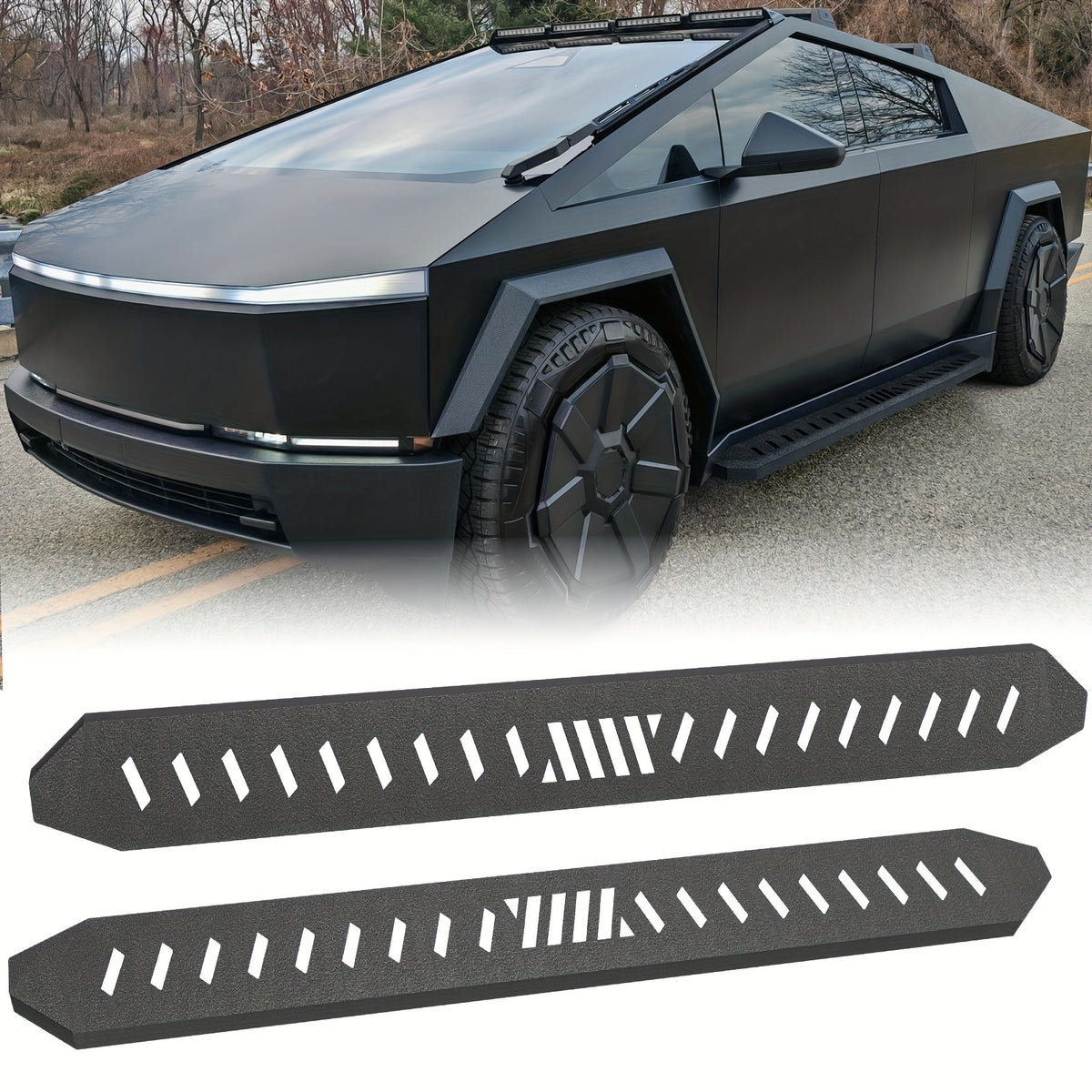 Cybertruck Running Boards — Heavy-Duty Steel Side Steps