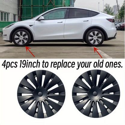 19" Induction-Style Wheel Covers — Tesla Model Y (2020–2024), Set of 4