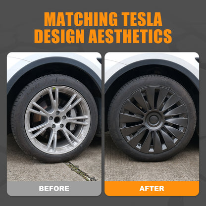 19" Gemini Wheel Covers — Dark Grey, Tesla Model Y (2020–2024), Set of 4
