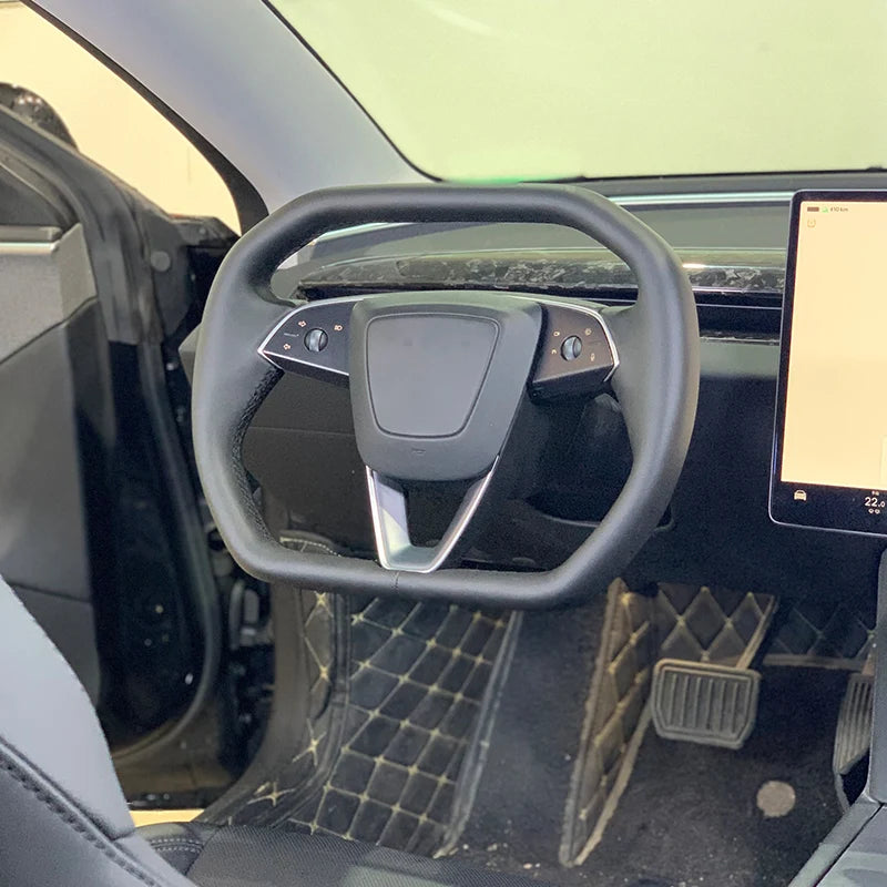 Cybertruck-Style Heated Nappa Yoke Steering Wheel — Model 3 Highland & Model Y Juniper