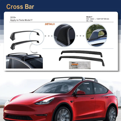 Aluminum Roof Rack Crossbars — Tesla Model Y (2021–2024), 165 lb Rated