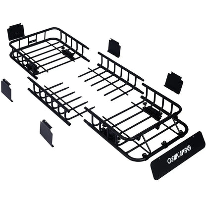 64" Black Steel Rooftop Cargo Carrier Basket