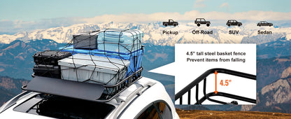 Heavy-Duty Rooftop Cargo Basket — 200 lb Capacity