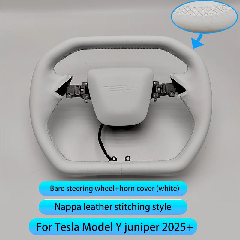 Cybertruck-Style Heated Nappa Yoke Steering Wheel — Model 3 Highland & Model Y Juniper