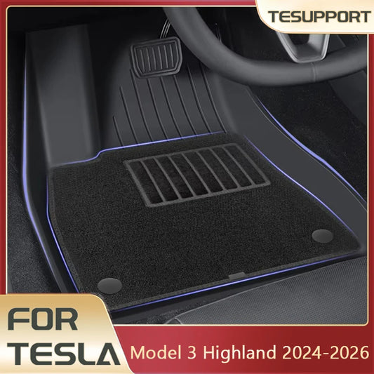 Tesla Model 3 Highland TPE Floor Mats with Carpet Top (2024+)