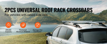 Adjustable Aluminum Roof Rail Crossbars — 200 lb Rated