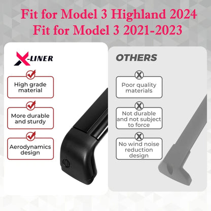 Aluminum Roof Rack Crossbars — Tesla Model 3 (2021–2025 incl. Highland)