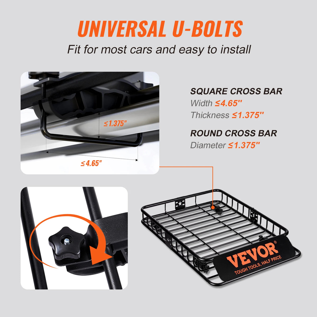Heavy-Duty Rooftop Cargo Basket — 200 lb Capacity