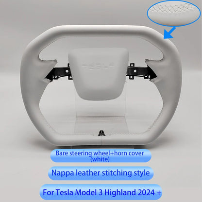 Cybertruck-Style Heated Nappa Yoke Steering Wheel — Model 3 Highland & Model Y Juniper