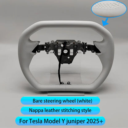 Cybertruck-Style Heated Nappa Yoke Steering Wheel — Model 3 Highland & Model Y Juniper